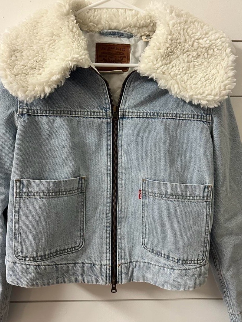 Levi's Light Blue Denim Jacket with Cream Sherpa Collar